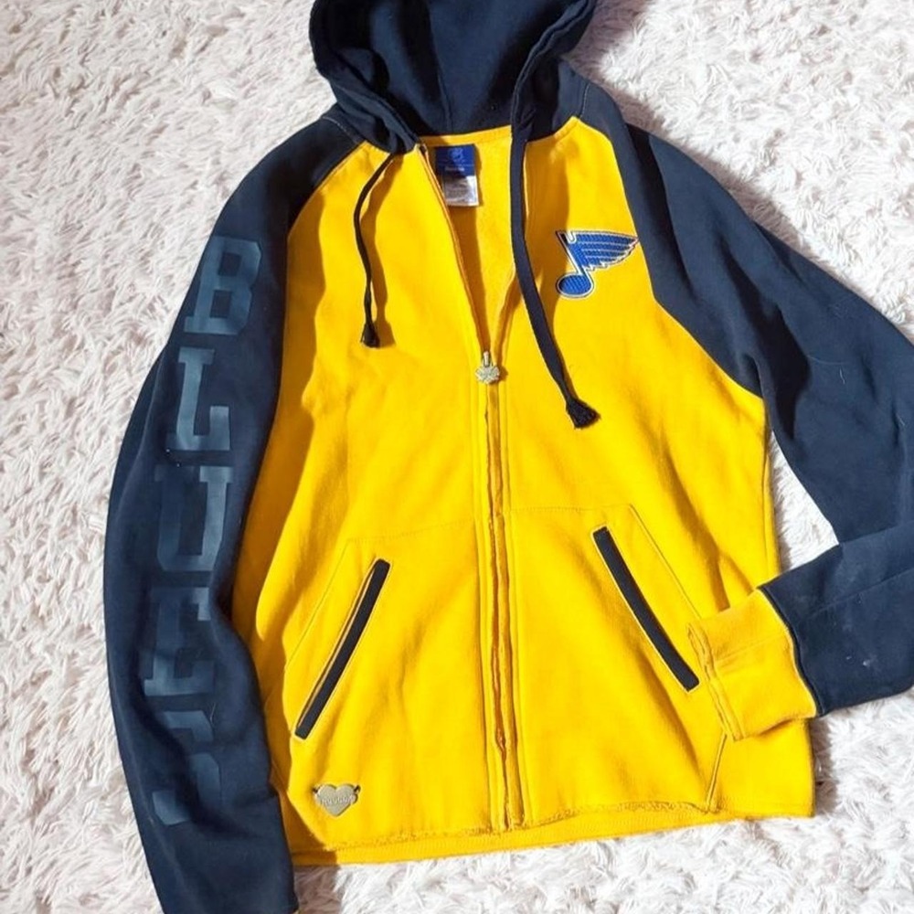 Reebok St. Louis Blues NHL Hockey Fan Retro Raglan Zip Up Hoodie Womens S STL